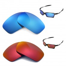 Walleva Fire Red + Ice Blue Polarized Replacement Lenses for Oakley X Squared (OO6011 Series) Sunglasses